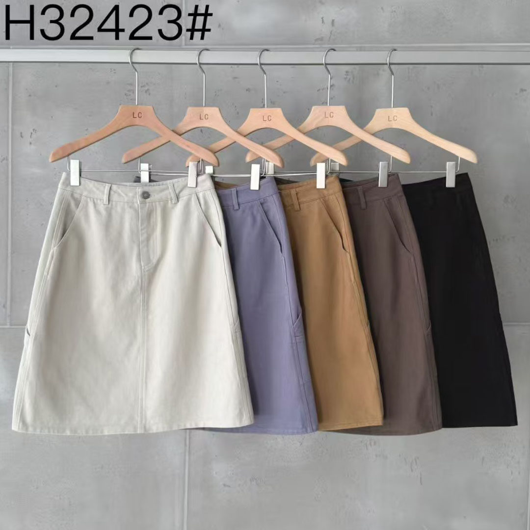 高腰磨毛A字半身裙女纯色半裙