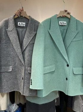 LAS CELULA正品Alte实体店同款西装双面羊毛西装外套女宽松大衣潮