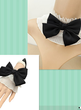 蕾丝项链甜美时尚多层假领 超大蝴蝶结颈饰 遮瑕甲状腺术后饰品