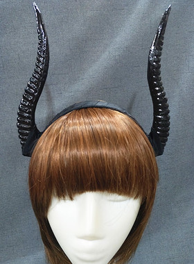 恶魔角lolita搞死kc万圣节COS龙骨墓园黑色 龙母女王角发饰