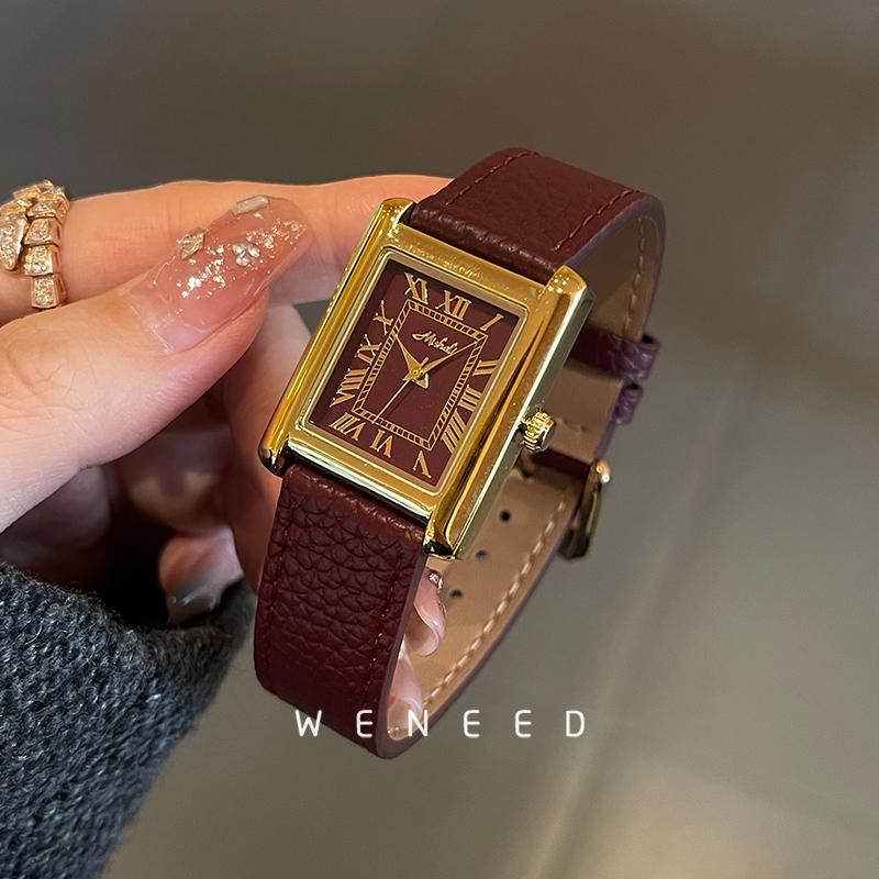 weneed安可拉红手表女款轻奢小众2024新款高级感女士复古气质女表