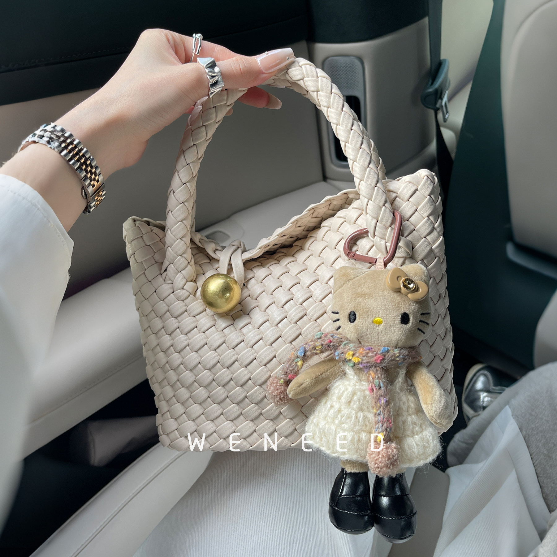 weneed包包女款手工编织菜篮子包高级感女士手提时尚单肩斜挎包