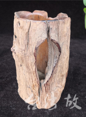 台湾高山笔筒桃木新古典风摆件