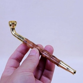 麻梨疙瘩两用烟嘴烟斗天然实木旱烟袋老式 花梨木红木 铜锅烟杆男士