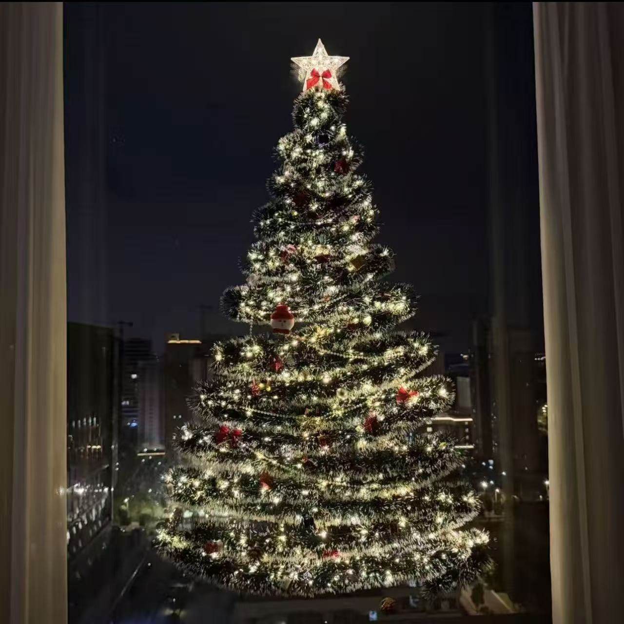 圣诞节装饰品毛条彩条玻璃墙面DIY氛围感家用客厅圣诞树场景布置