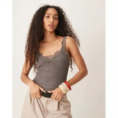 GABBY 棉蕾丝拼接V领修身 吊带背心女L1513