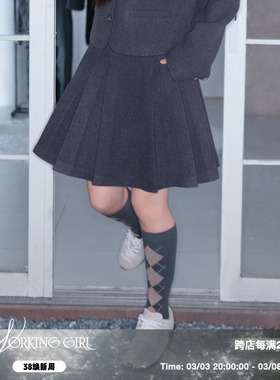 电子蝴蝶」WorkingGirl压褶毛呢2024秋冬可爱风内置安全裤半身裙
