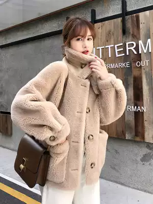 Full wool cashmere coat 2021 Winter new pellet cashmere lamb fur fur coat women thin