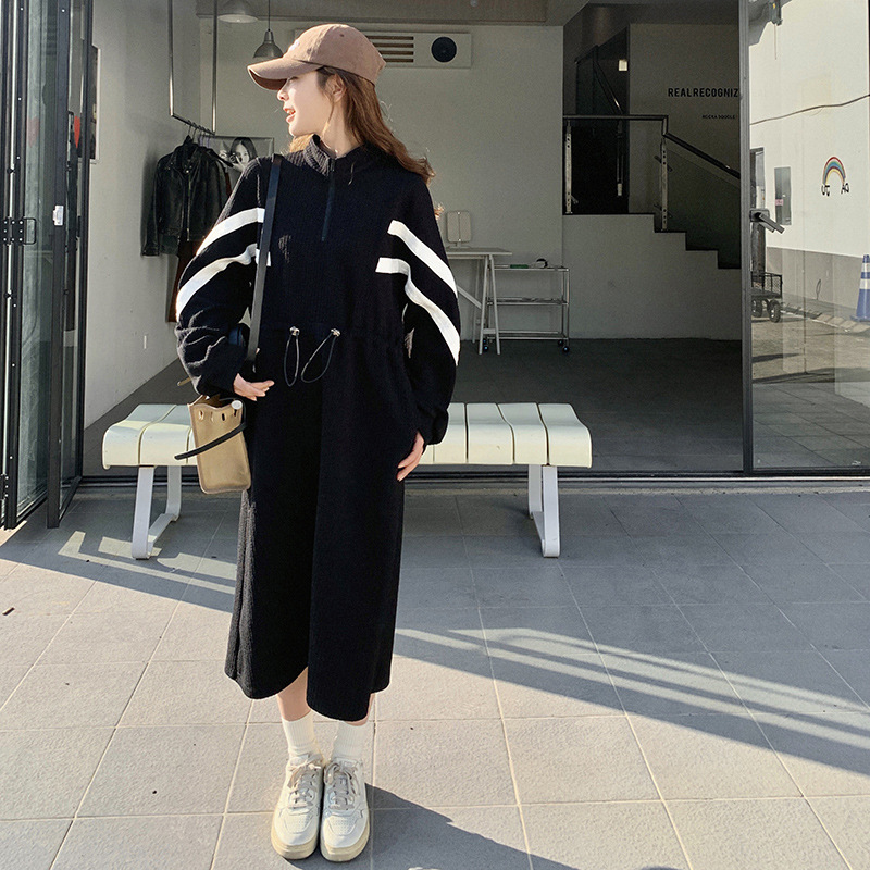 减龄百搭针织弹力卫衣连衣裙