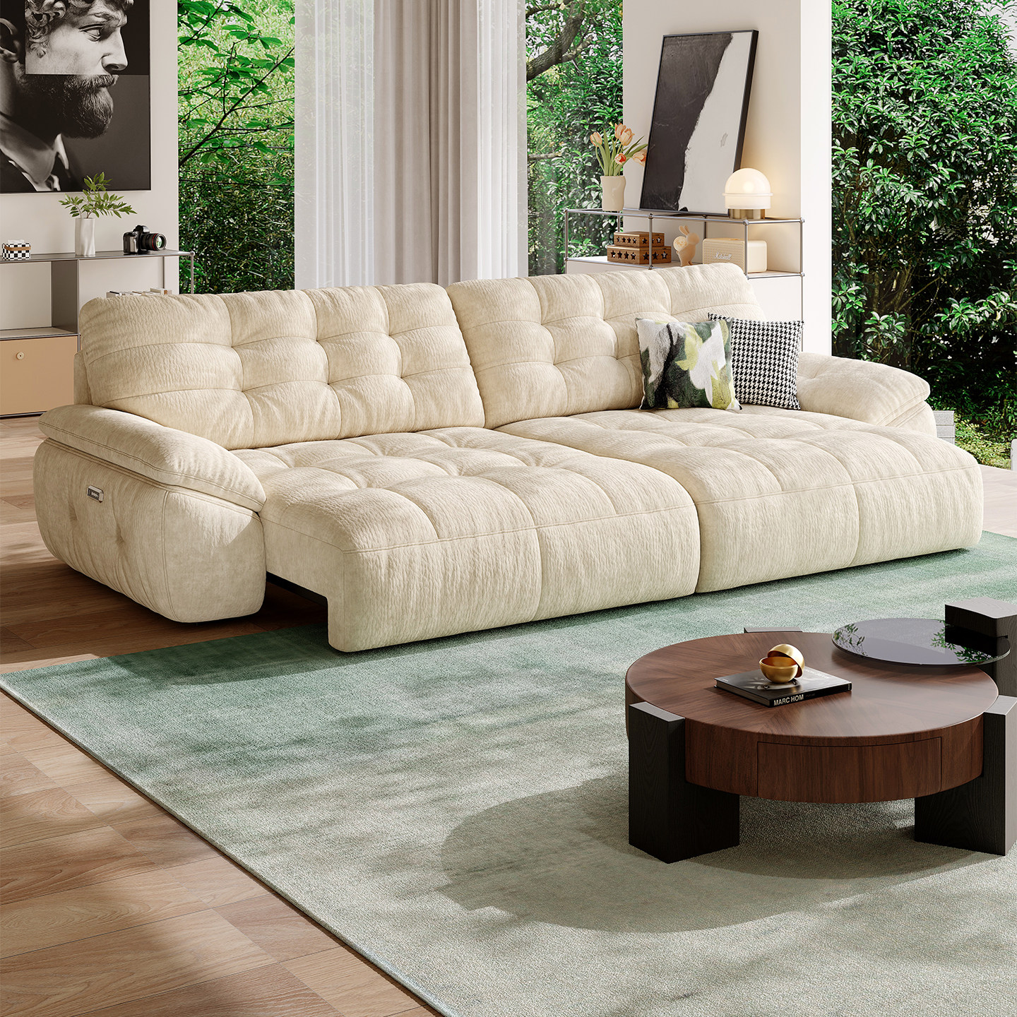 太空云朵电动功能布艺沙发床奶油风现代客厅多功能伸缩帆船沙发,住宅家具,功能沙发,淘宝优惠券,粉丝福利购,淘宝优惠卷