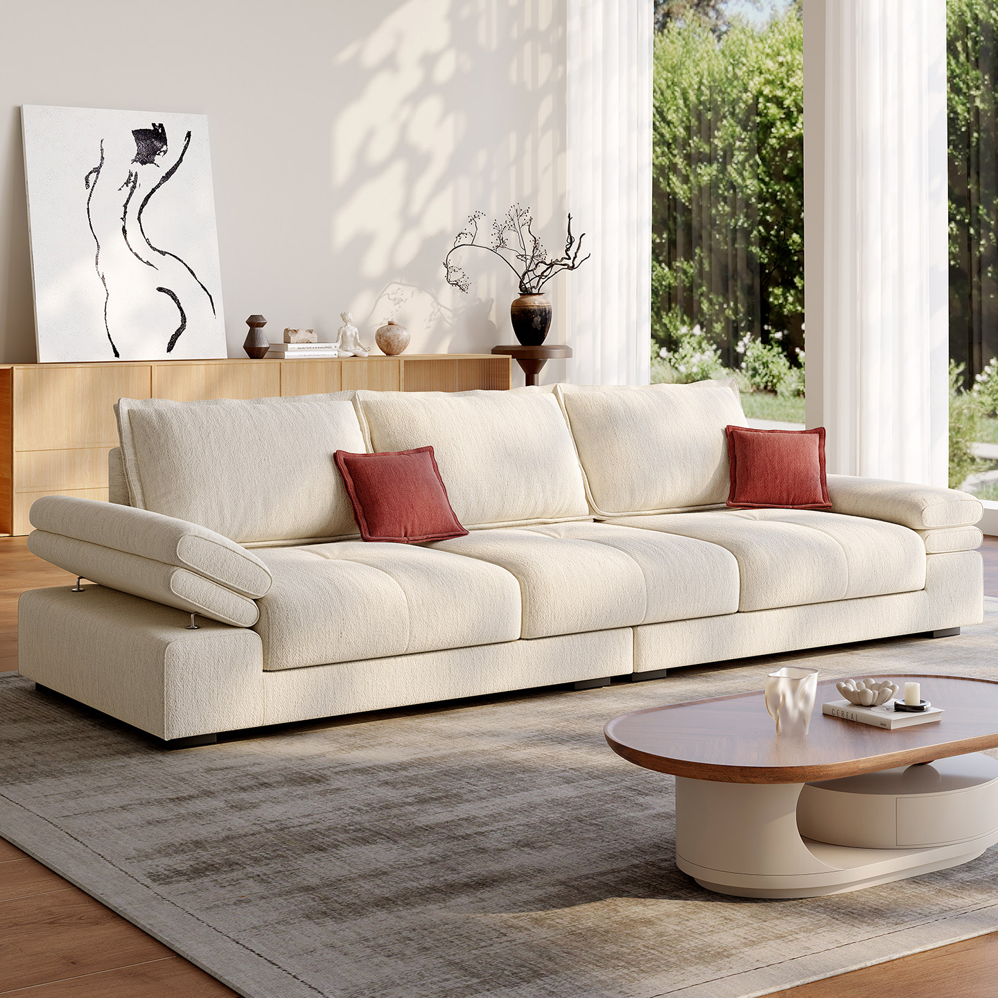 高靠背棉麻雪尼尔布艺沙发小户型直排家用客厅现代简约风2026新款,住宅家具,布艺沙发,淘宝优惠券,粉丝福利购,淘宝优惠卷