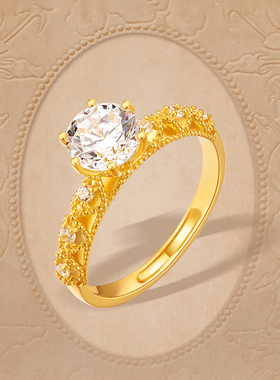 蕾丝公主戒指时尚轻奢金包银镶嵌皓石钻戒求婚结婚指环送女友礼物