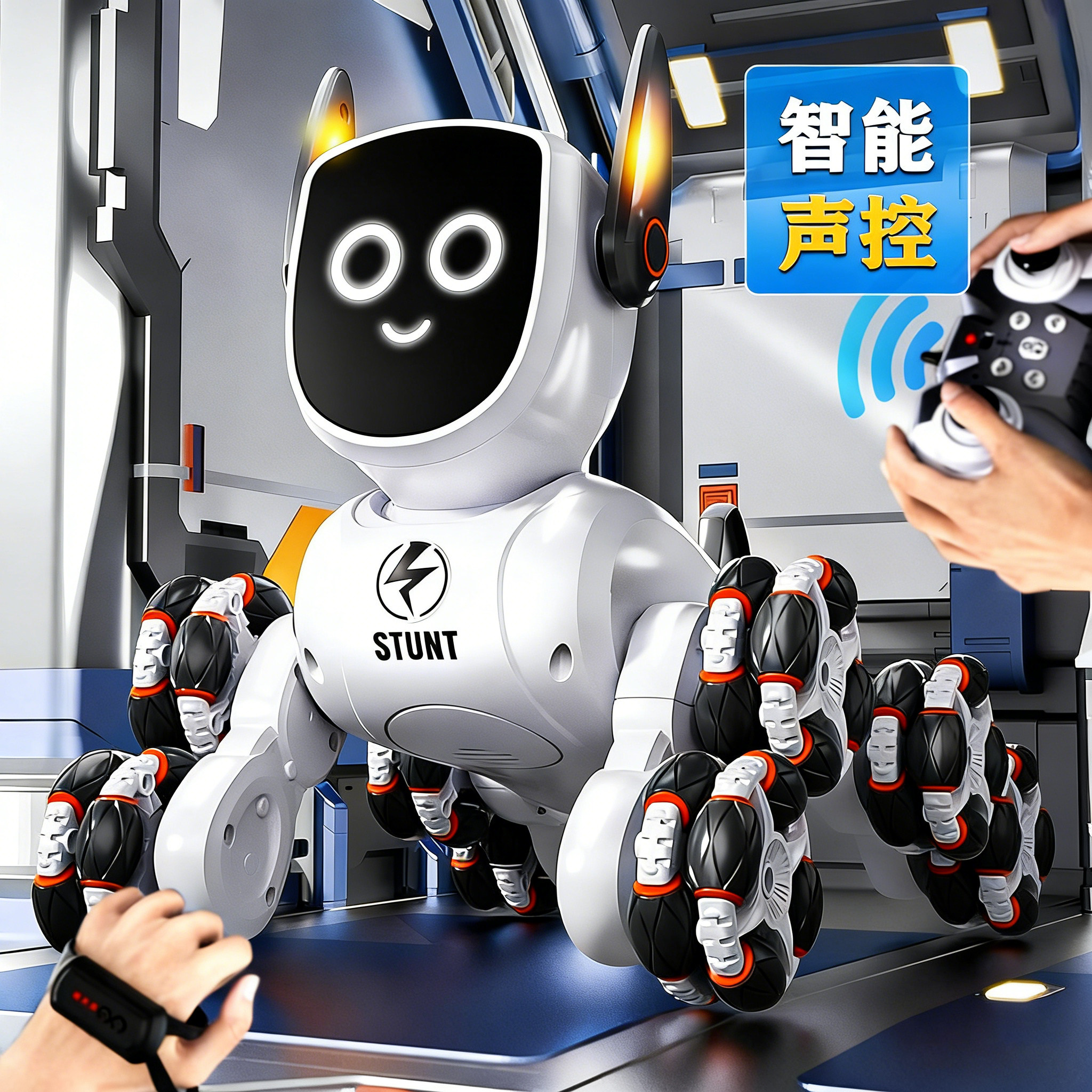德国品质八轮遥控语音特技机器狗