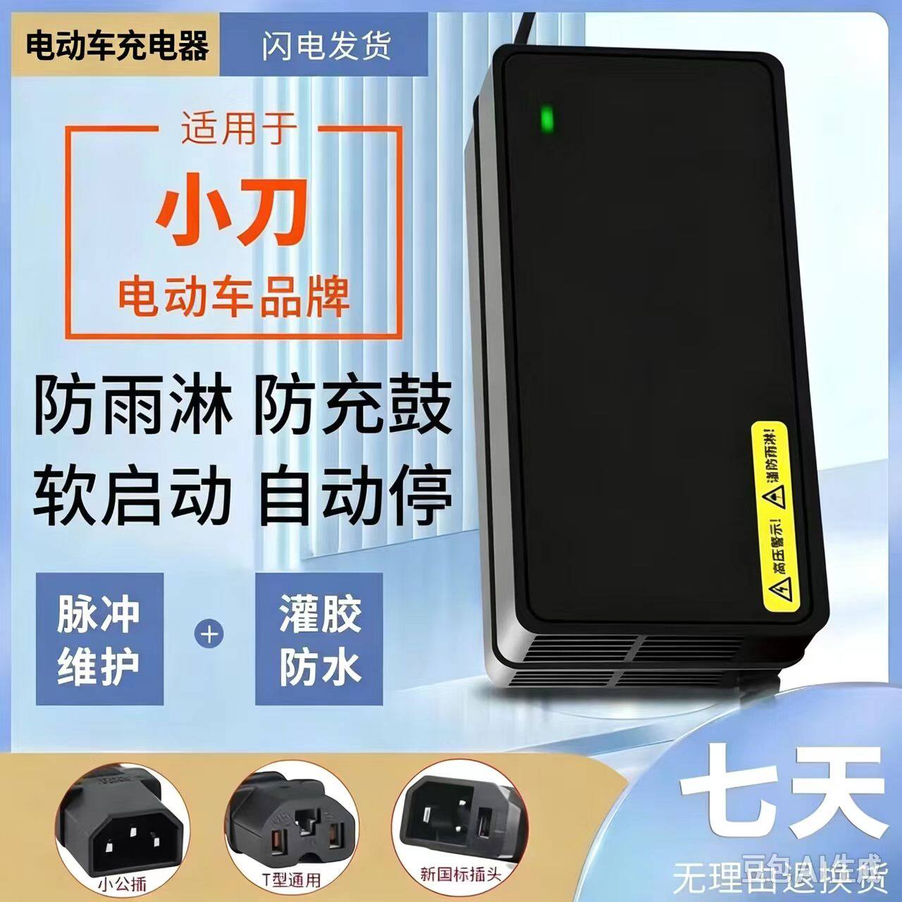防水款适用小刀电动车铅酸新国标充电器48V20AH 60V20AH 72V20AH