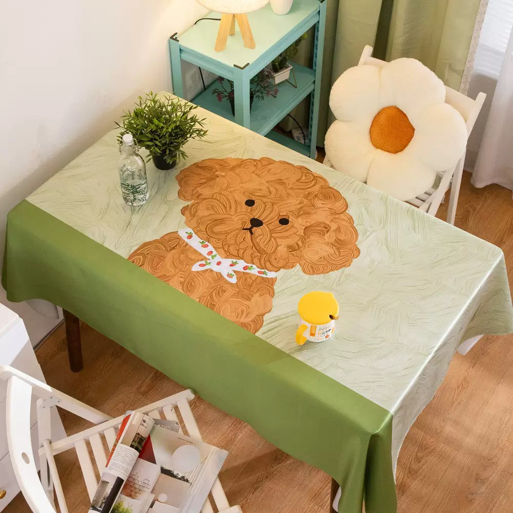 清新卡通可爱小狗防水桌布学生书桌垫餐桌韩式布艺台布茶几垫装饰,居家布艺,桌布,淘宝优惠券,粉丝福利购,淘宝优惠卷