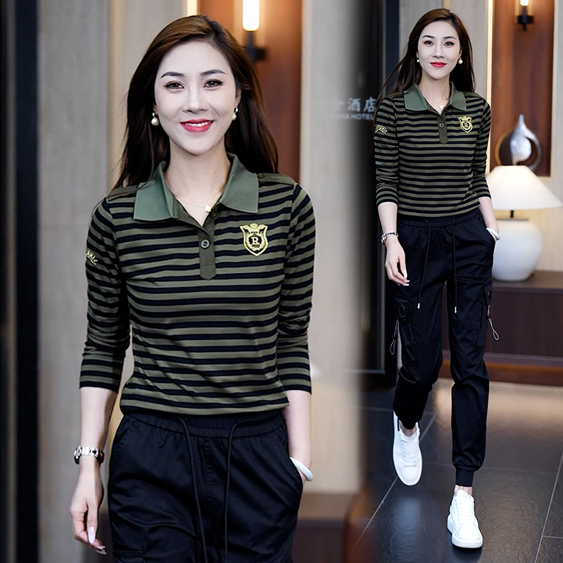 迷彩服长袖套装女士酷飒风棉质弹力显瘦束脚裤大码水兵舞服装潮流