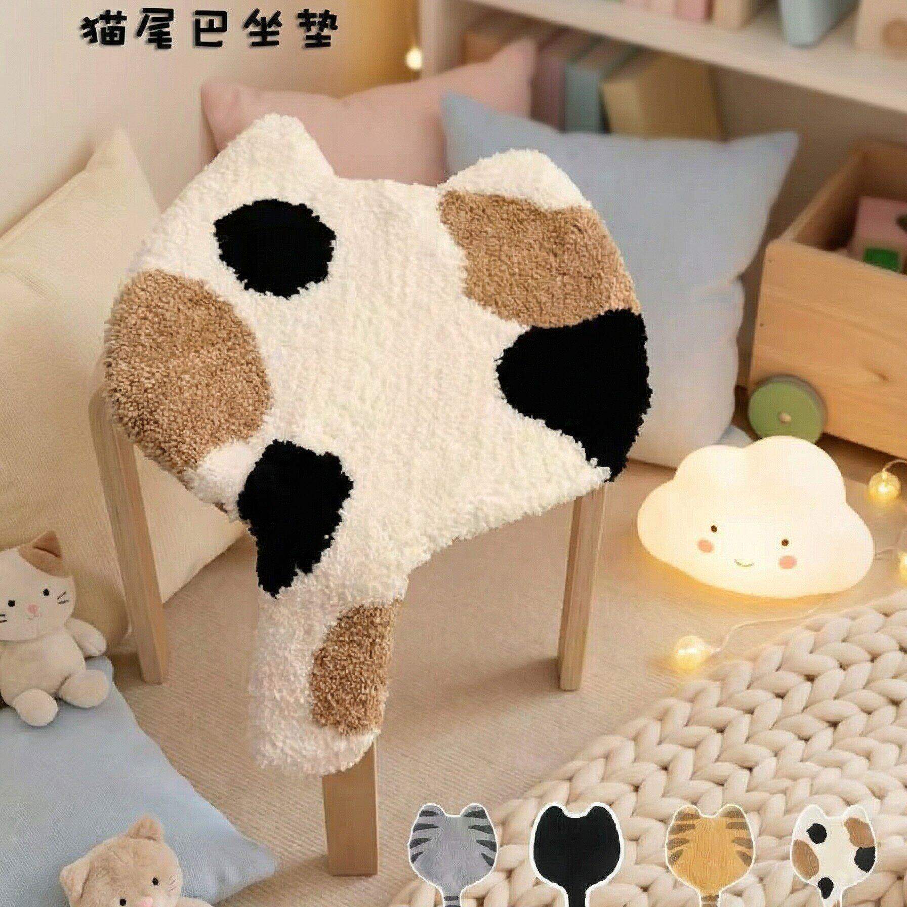 可爱屁垫猫咪尾巴卡通坐垫椅子垫防滑垫久坐创意坐垫办公椅冬毛绒