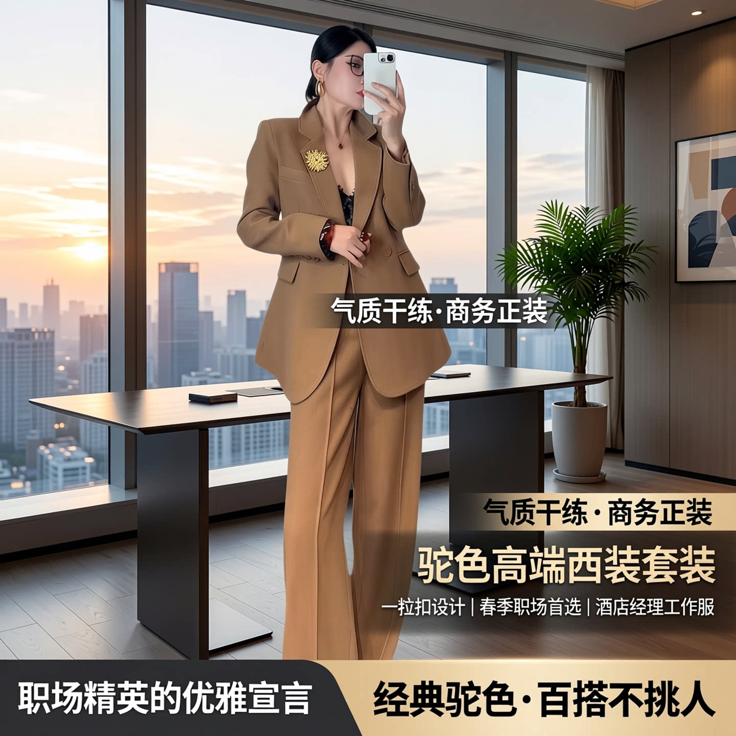 高端西装外套女春气质干练商务正装酒店经理工作服一粒扣职业套装
