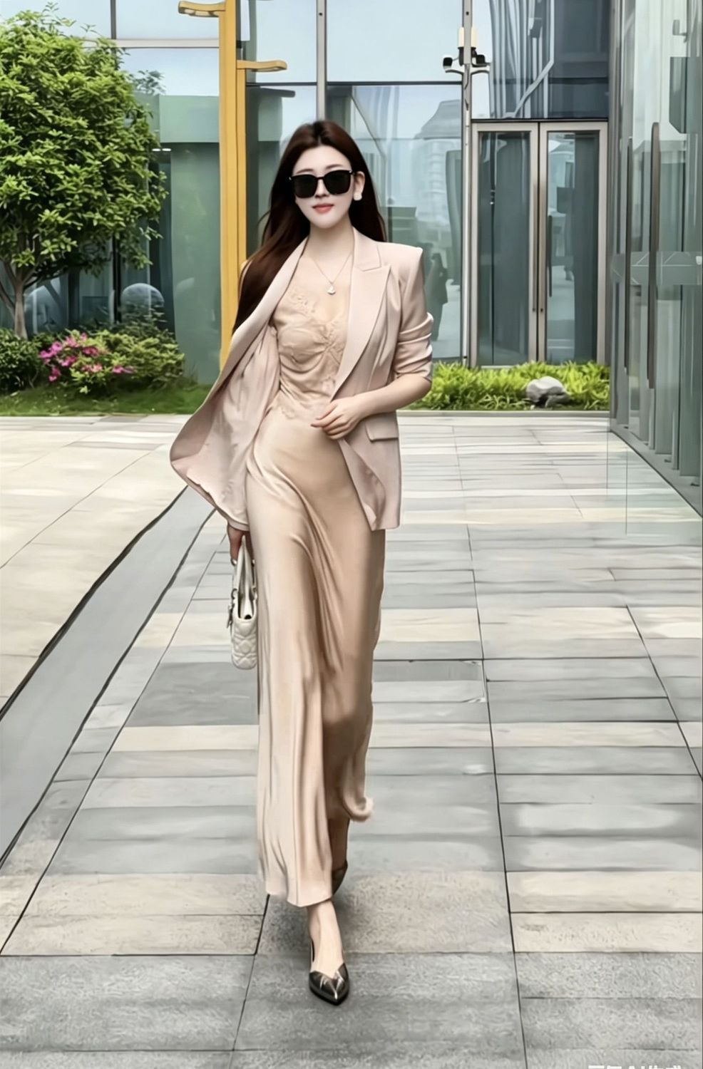 网红气质时尚套装女早秋新款洋气显瘦小香风西服外套微喇裤两件套