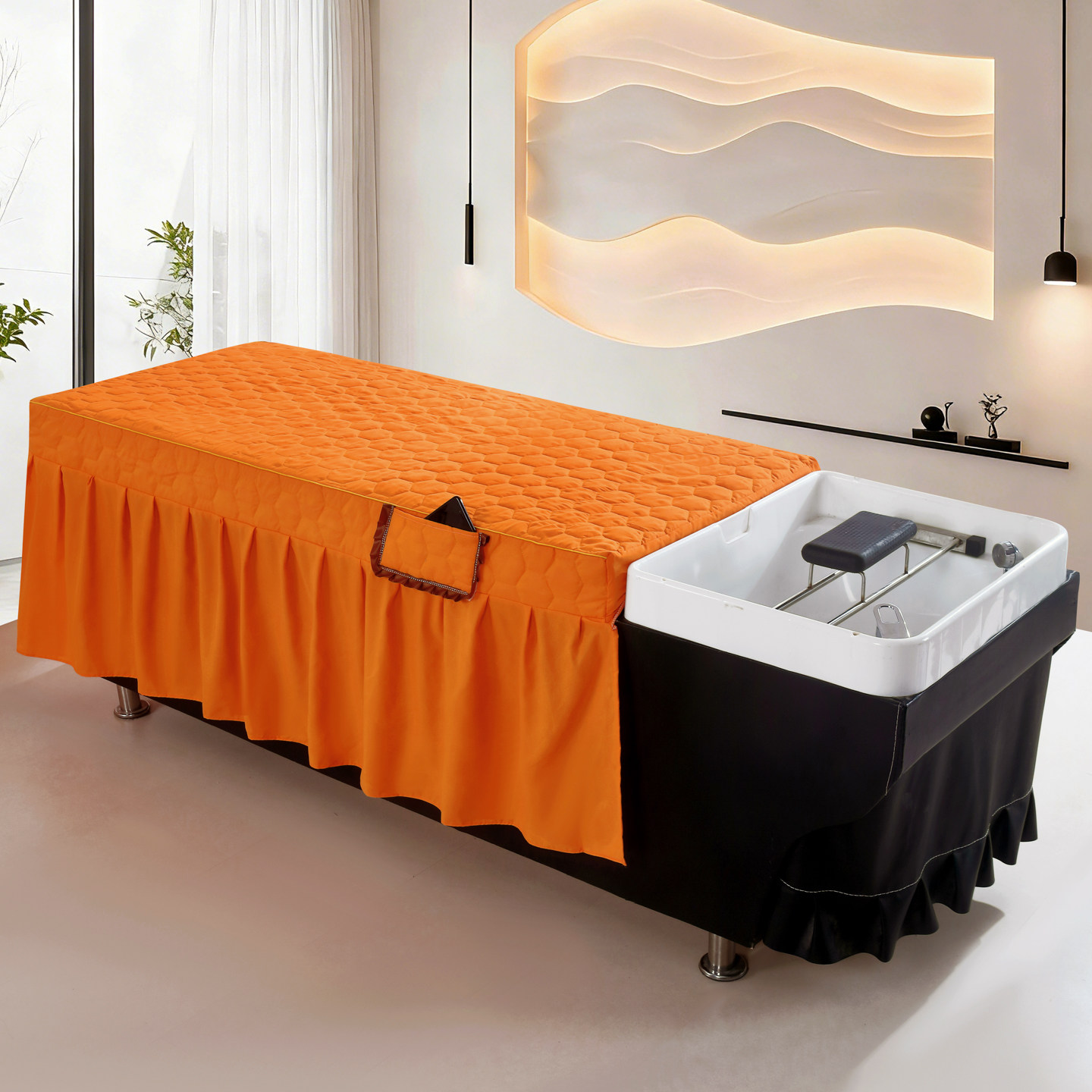 泰式洗头床罩头疗理发店养发馆美发店专用按摩推拿简约纯色可定做