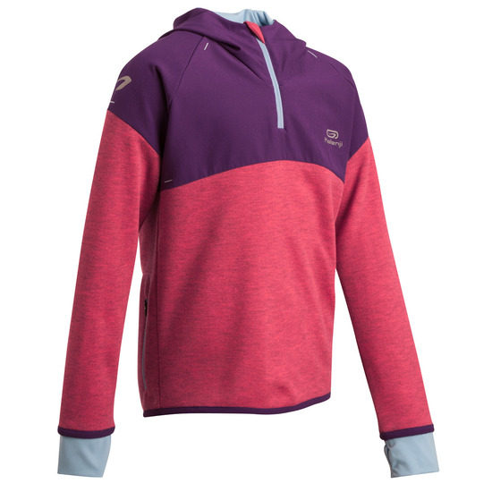 跑步卫衣半拉链青少年速干连帽专业体能服女童保暖内拉绒运动上衣