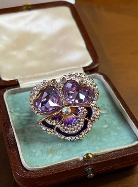 英国品牌B&W紫色蝴蝶花戒指 全新 英国现货