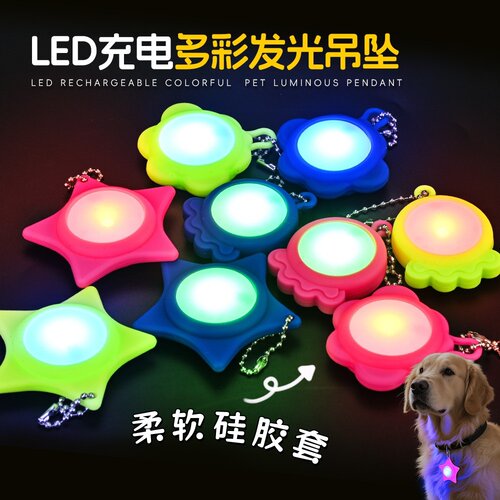 LED可充夜行发光吊坠防丢宠物