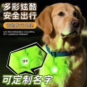 宠物发光吊坠姓名牌LED多彩灯光夜间遛狗安全可充电硅胶套