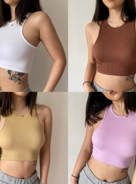 冲！宝藏单品12色夏季辣妹纯色螺纹大弹力内层绒绒舒适包身背心