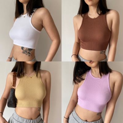 冲！宝藏单品12色夏季辣妹纯色螺纹大弹力内层绒绒舒适包身背心