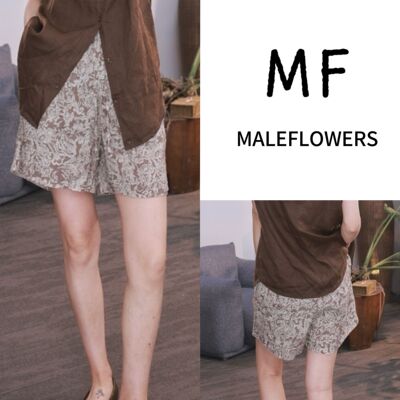 东倪MF 汉麻印花短裤宽松休闲百搭显瘦五分裤夏季新款 86B66301