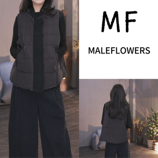 羽绒服85D2515 女马夹厚冬款 东倪MF 90白鸭绒针织螺纹拼接马甲短款