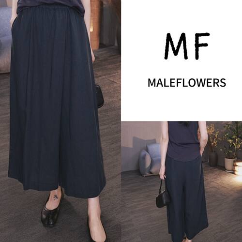 东倪MF 早春极简老钱风阔腿裤纯色汉麻裙裤高腰休闲裤女 86A26213