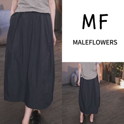 东倪MF 文艺风宽松高腰抽褶半身裙春夏新款百搭显瘦 86A66108