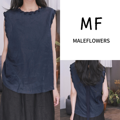 东倪MF 雪纺无袖100亚麻衬衫上衣时尚百搭显瘦夏季女新款 86B2527