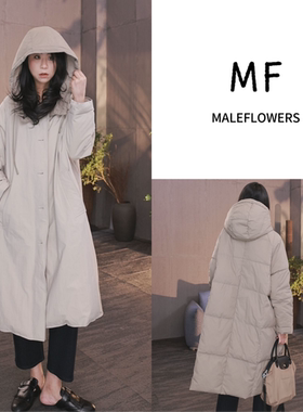 东倪MF 90白鸭绒两面穿连帽百搭休闲通勤中长款羽绒服 85D25105