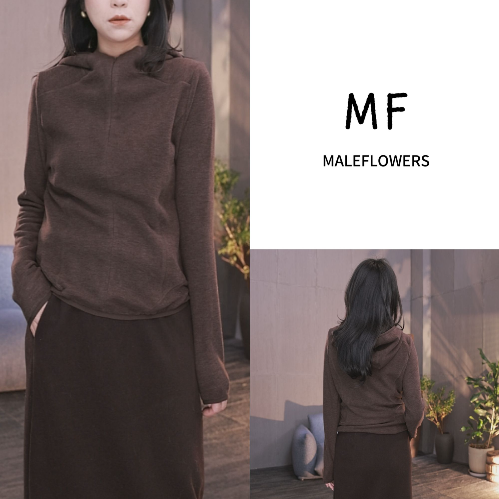 东倪MF 慵懒风卫衣连帽衫长袖毛针织衫打底百搭春秋冬 85D88755