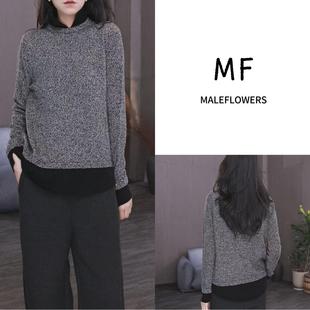 东倪MF 85D0831 翻领套头毛衣休闲极简百搭假两件显瘦软糯针织衫