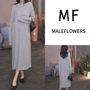 卫衣连衣裙舒适显瘦 86A8768 韩系复古简约圆领抓绒长袖 东倪MF