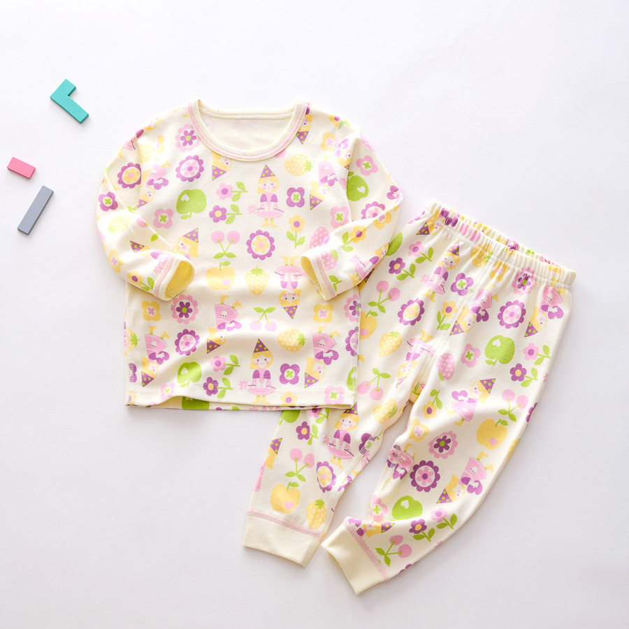 春秋女童无骨磨毛厚款纯棉内衣套装女宝宝打底保暖家居服秋衣秋裤