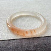 新疆金丝玉手镯阿勒泰地表料宝石光俏色橘红粉色原生态天然石 包邮