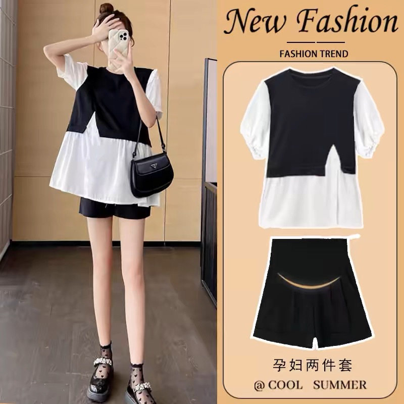 夏装孕妇两件套装时尚款气质显瘦遮肚上衣宽松短裤孕妇小个子夏天,孕妇装/孕产妇用品/营养,套装,淘宝优惠券,粉丝福利购,淘宝优惠卷
