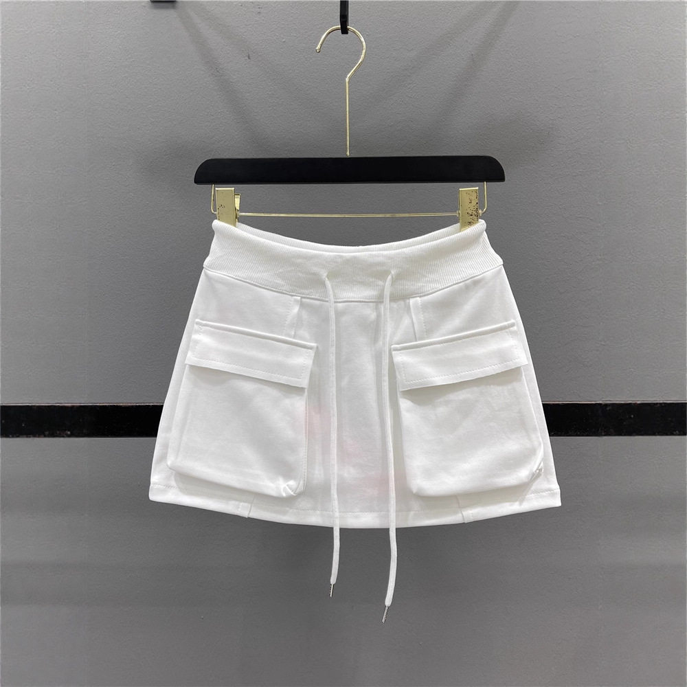 抽绳卫衣裙A字半身裙女2025夏季新款大口袋工装辣妹休闲运动短裙