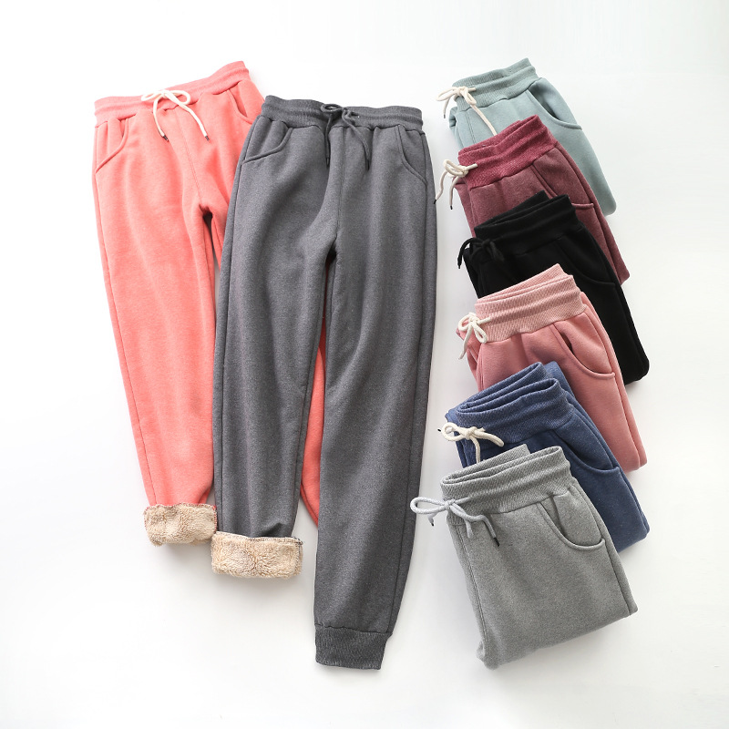 印花小猫南方小土豆哈尔滨加绒女冬季羊羔绒裤子外穿棉裤秋冬女