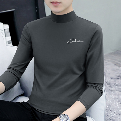 男士半高领长袖T恤纯棉修身打底