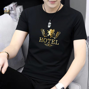 百搭印花纯棉透气体恤上衣薄款 2026新款 T恤夏季 短袖 圆领男士