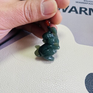 天然和田玉青玉生肖猴吊坠玉石猴子挂件项链男女款玉佩本命年玉佩