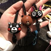 手机挂绳可爱卡通熊猫兔子狗挂脖绳挂饰手机链旋转挂绳胸牌钥匙扣