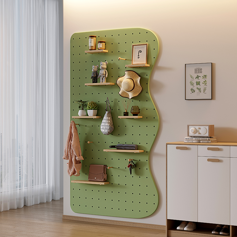 定制入户玄关实木绿色洞洞板