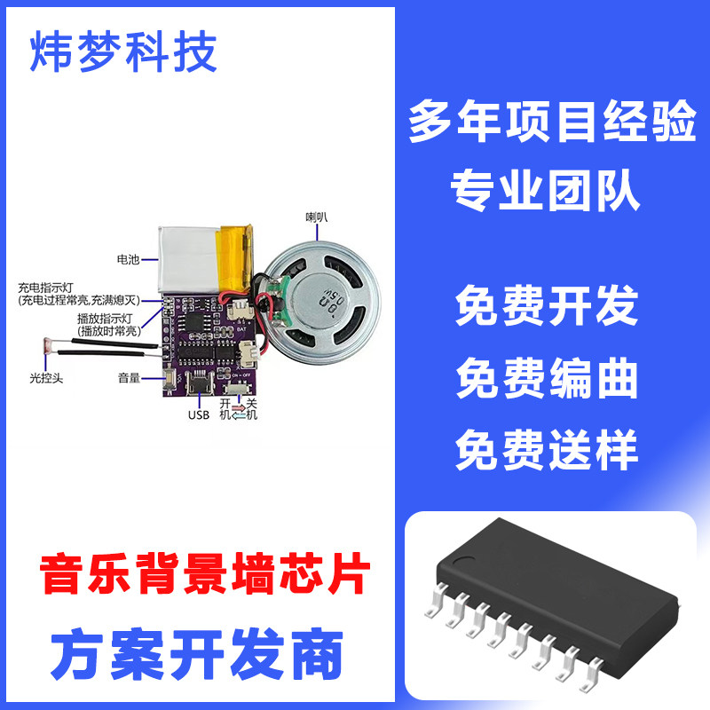 音乐背景墙芯片语音IC玩具音乐微处理器/微控制器/